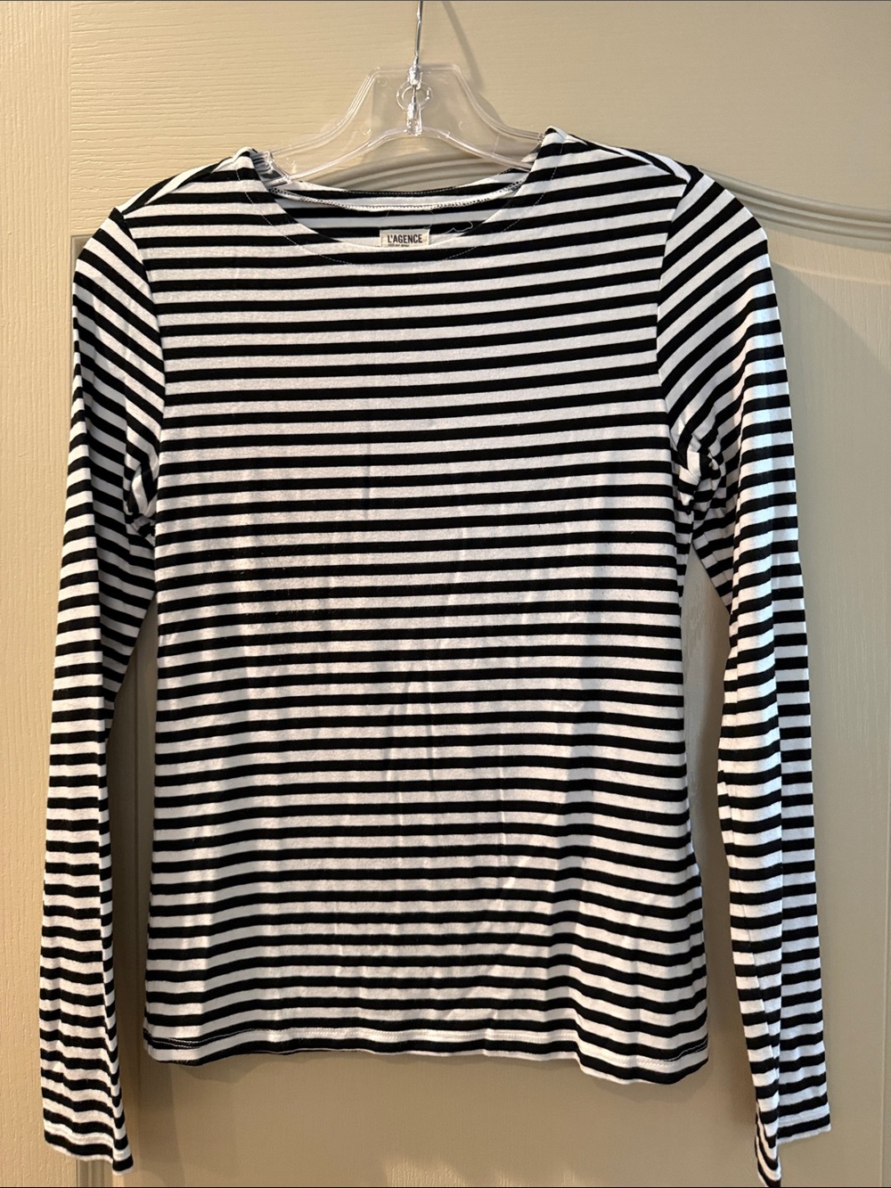 L'AGENCE Black & White Striped Long Sleeve Tee